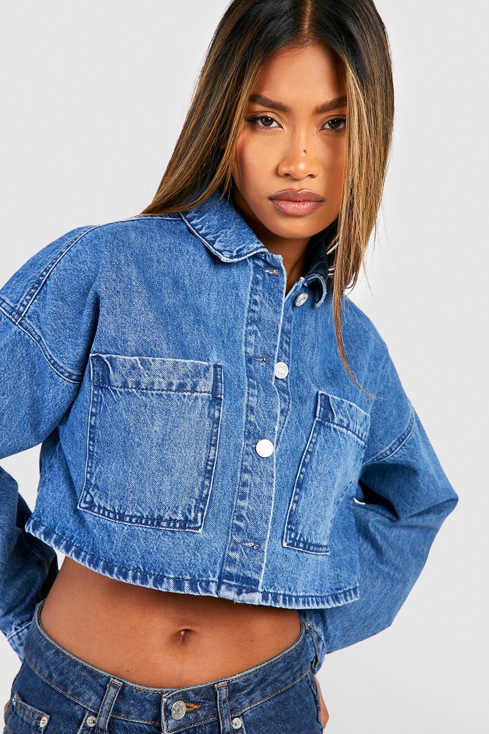 Denim overall crop sales top